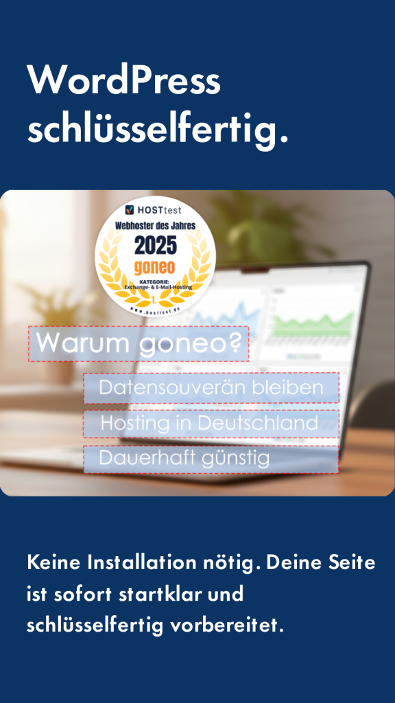 Warum goneo? 
Keine Installation
Sofort startklar
schlüsselfertig vorbereitet